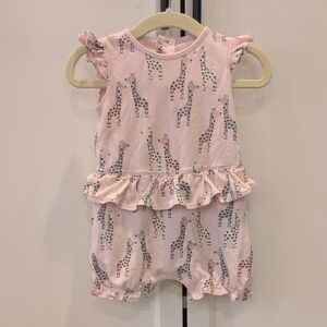 Kissy Kissy Pink Romper with Giraffe Pattern